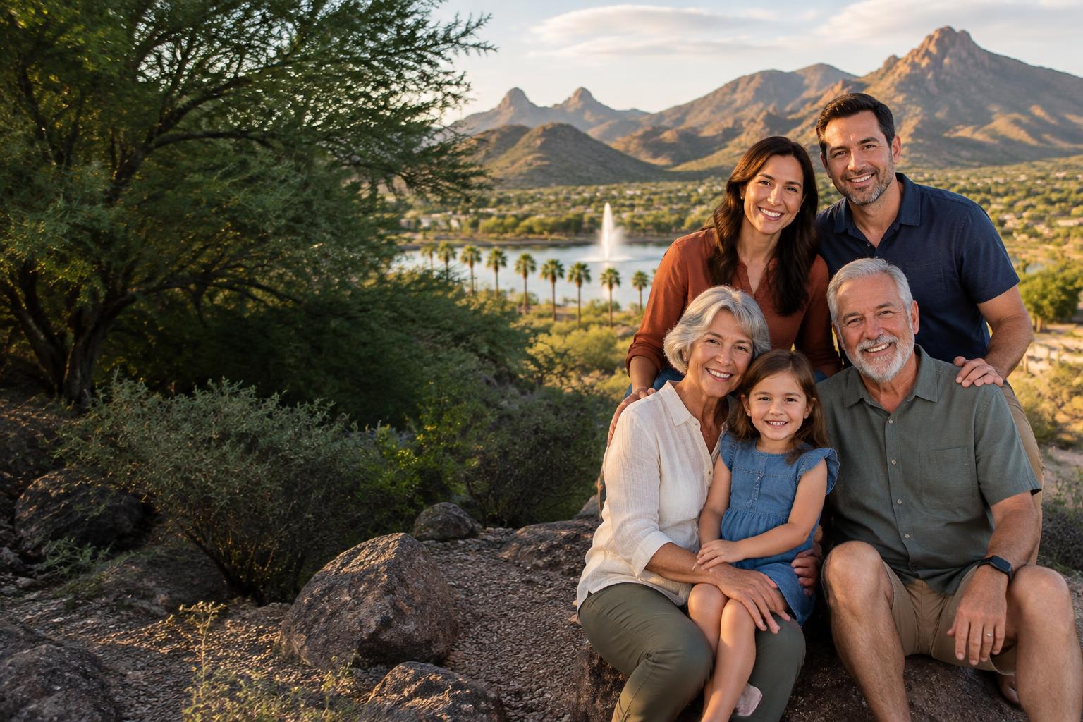 Illustrative family scene in the Arizona desert